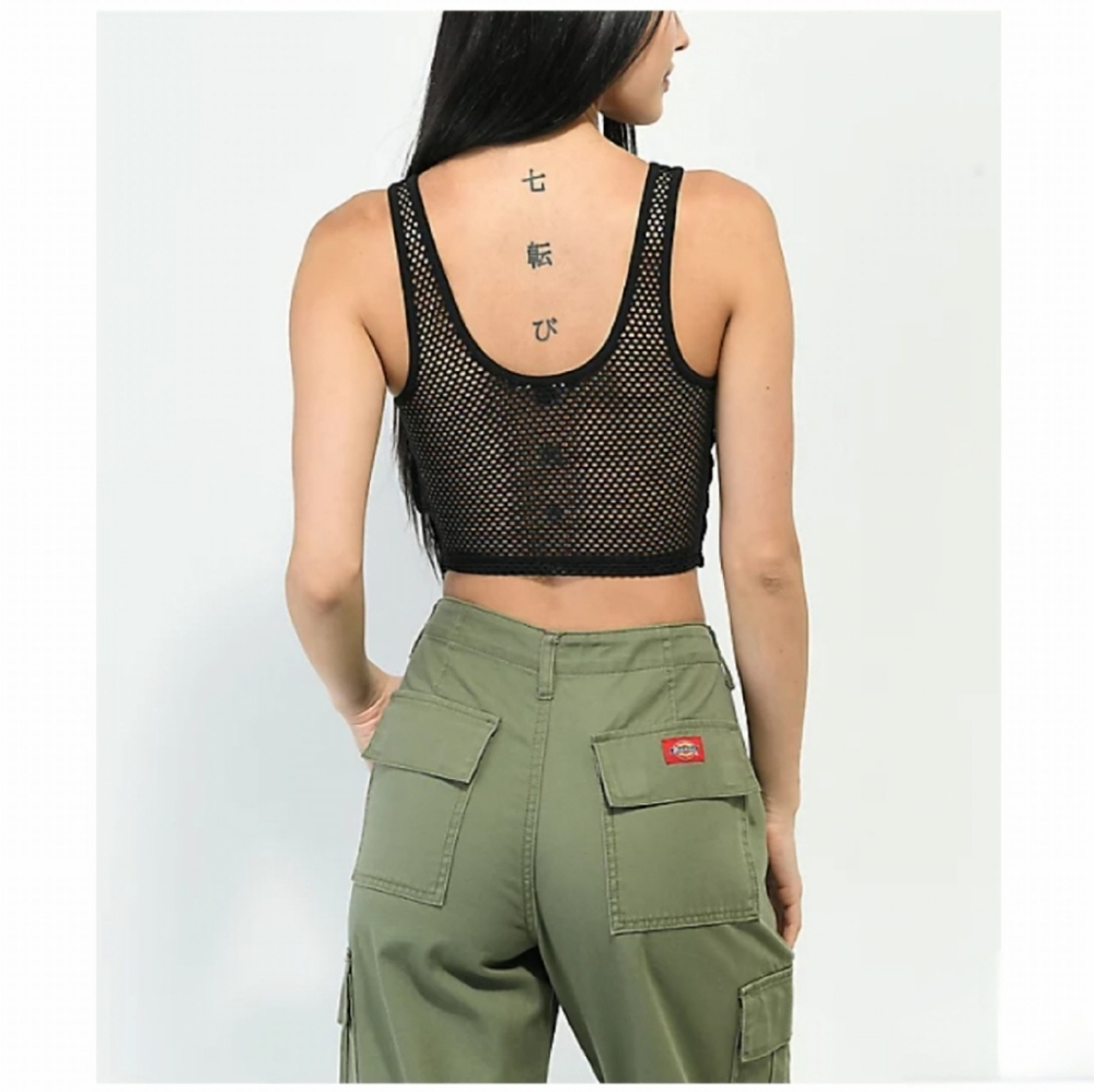 Vans X Lizzie Mesh Crop Knit Tank Top NWOT in Black Size XL